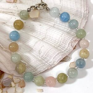Spring Time Pastel Agate Stone Beaded Bracelet